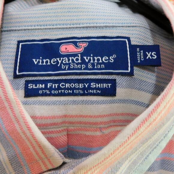 Vineyard Vines Button Up Shirt Size XS Slim Fit Crosby Striped Multicolor Pastel - Picture 3 of 5